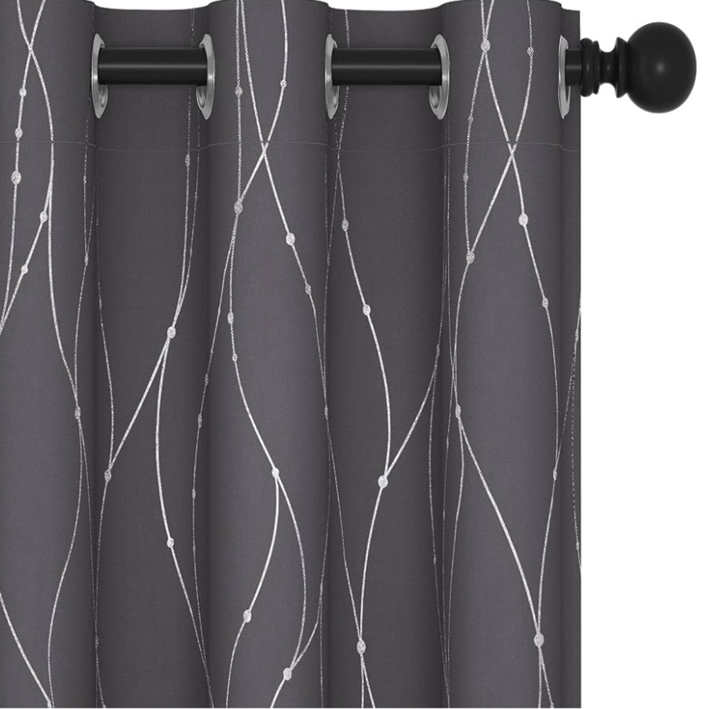 Dark Grey/Silver Blackout Grommet Thermal Insulated Light Blocking Curtains